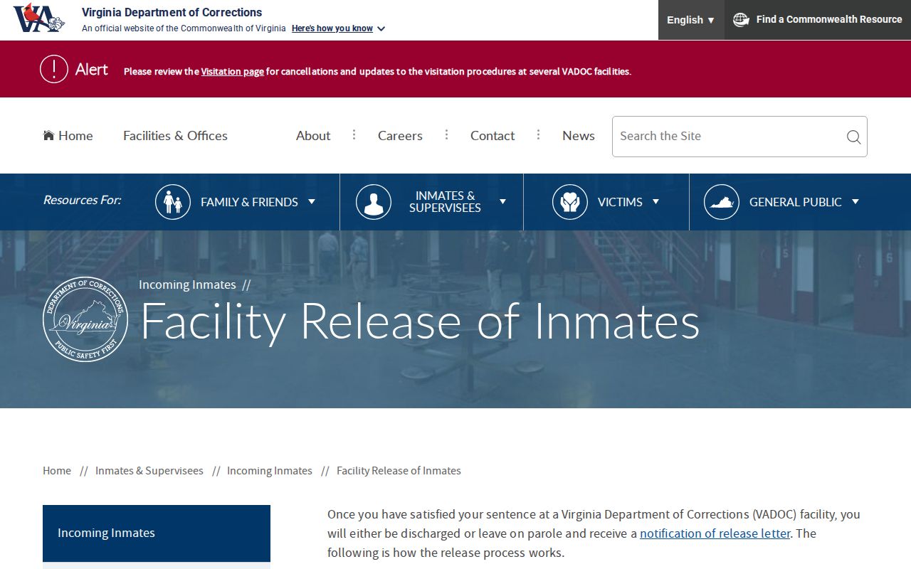 Greene County VADOC released inmate documents and release process