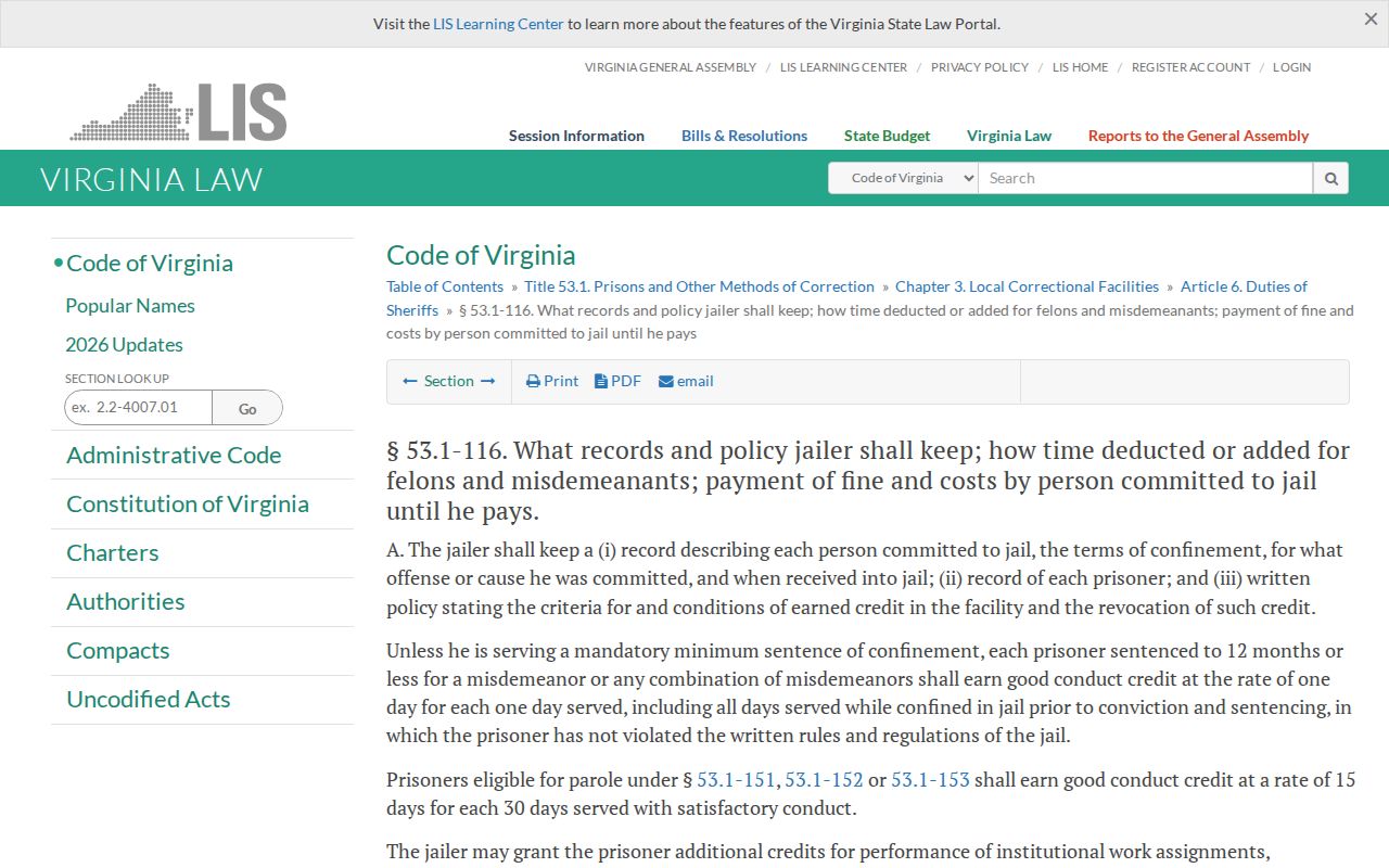 Greene County local jail earned credit policy statute for release dates