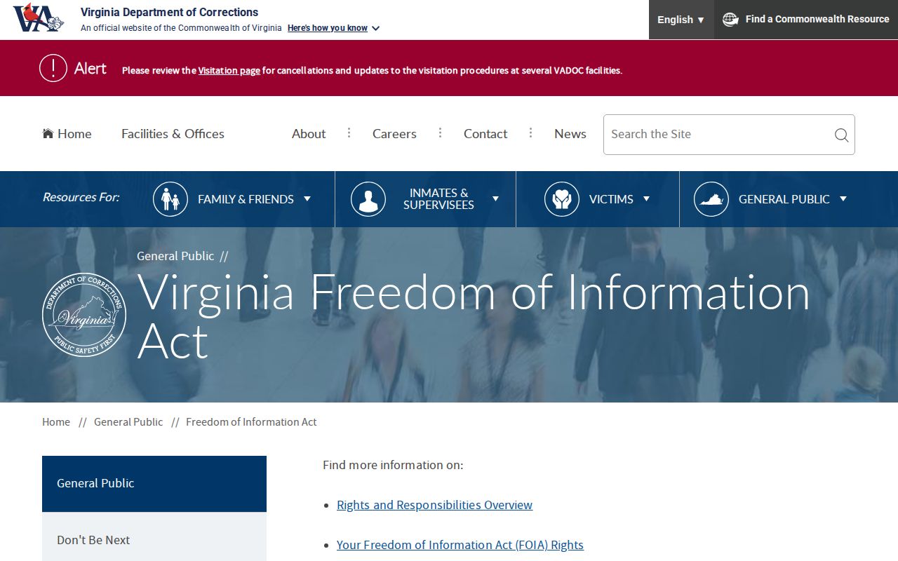 Greene County VADOC inactive offender release record request route